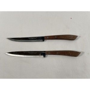 Lot of 2 Regent Sherwood Stainless Utility Knife 5" Serrated Wood Handle